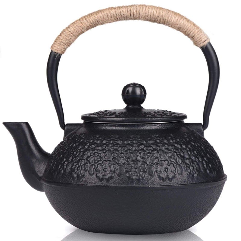 Sotya Cast Iron Teapot, 40oz/1200ml Japanese Tetsubin Tea Pot with Infuser for Loose Leaf and Tea Bags, Tea Kettle Coated with Enameled Interior for Stove Top, Black - Image 1